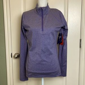 NWT Reebok Slim All Around Vector Halfzip Midnight Ink Heather sz M